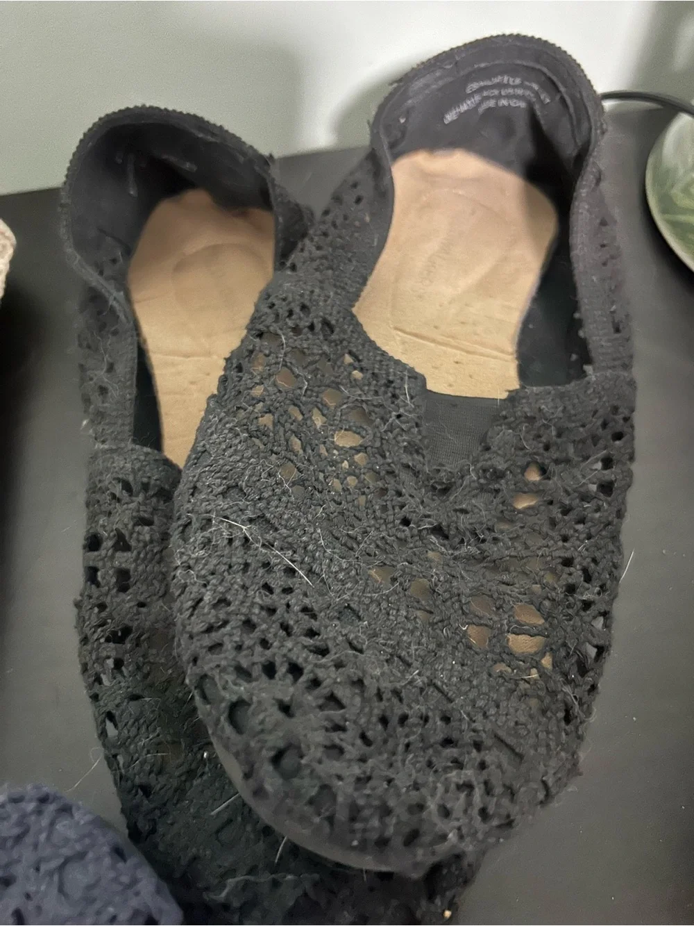 cloudwalkers Women's Crochet Slip-On Flats in Beige, Black & Navy Blue